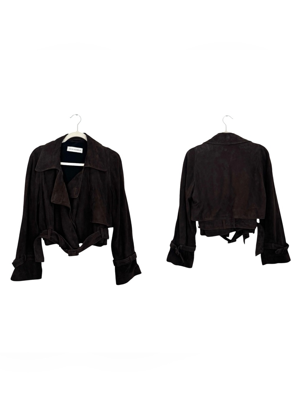 Nour Hammour Hatti Cropped Suede Jacket in chocolate brown - Picture 13 of 16